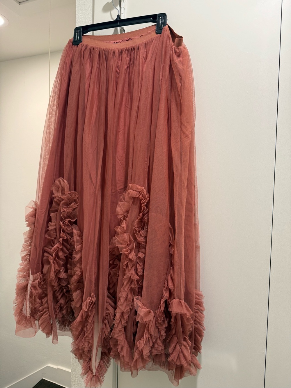 Anthropologie Layered Ruffle Tulle Maxi Skirt - Rose Clay - Picture 4 of 6